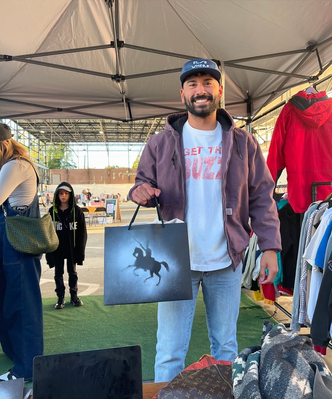 Customers with bags and vintage finds